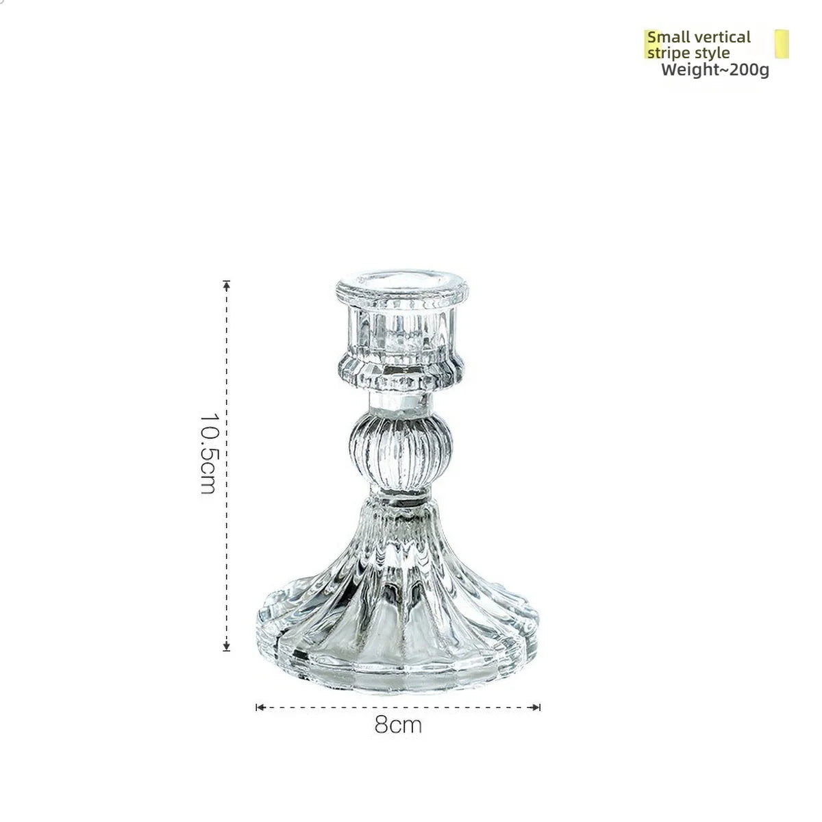 Elegant clear glass pillar candle holder with a decorative base and flared top