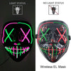 A black EL mask with neon wire details, showing both light status and no light status options.