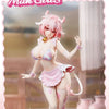 A pink-haired female figure in a bikini and skirt is shown in a dynamic pose.