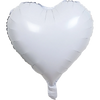 A white heart-shaped foil balloon with silver glitter accents.