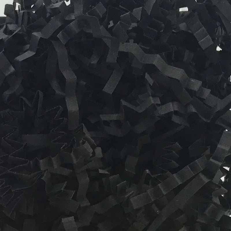 Black crinkle cut paper shred filler material