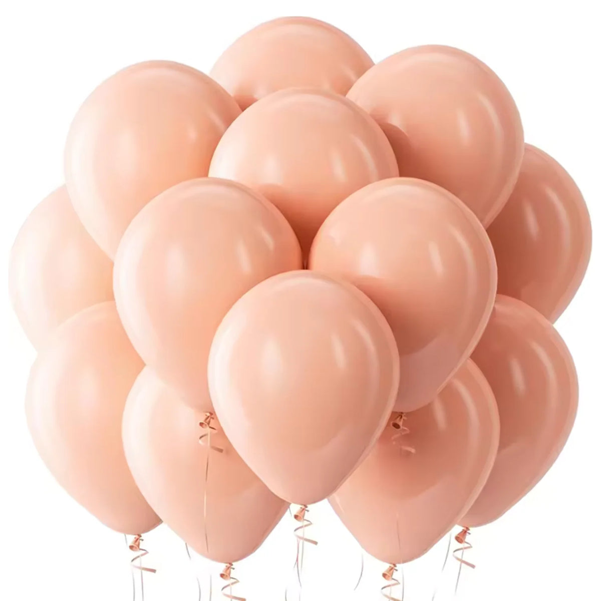 A bunch of pastel pink latex balloons tied together for a party pack