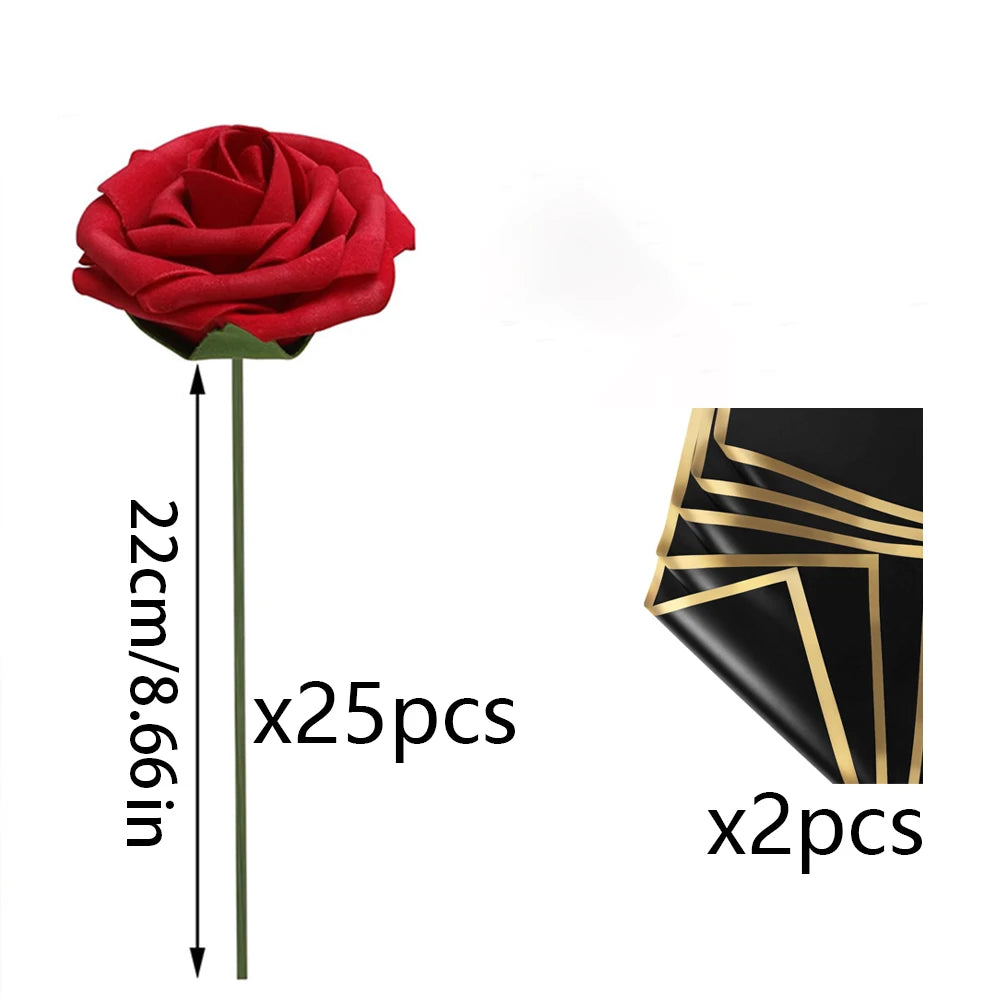 Set of 25 Red Artificial Roses for DIY Wedding Bouquets and Centerpieces