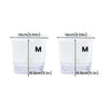 Two clear self-watering planters labeled M, measuring 14cm in diameter and 15.5cm high.
