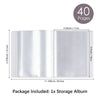 A clear A6 storage album with 40 pages is shown, measuring 6.375 inches by 5.9 inches.