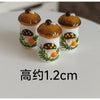 A set of handcrafted miniature mushroom tableware for dollhouses, featuring white ceramic bases and brown mushroom tops.