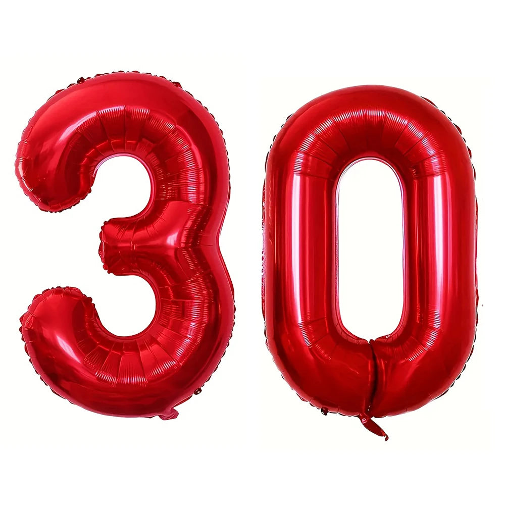 Large Red Number Foil Balloon for Birthday and Anniversary Decor