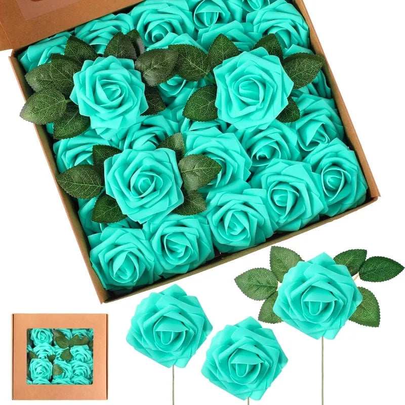 Artificial Foam Roses with Stems for Wedding & Home Décor