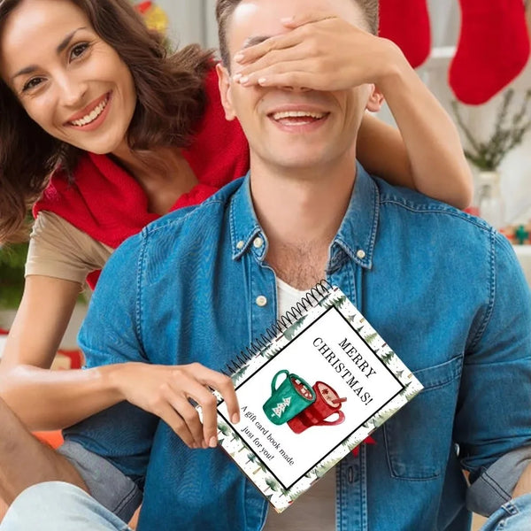 A smiling couple is looking at the camera while a man covers his eyes and a woman smiles beside him.