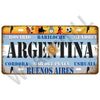 Vintage metal tin sign featuring the map of Argentina with various cities and symbols.