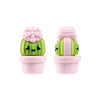 Pair of pink silicone plant beads with green stems and pink flowers for jewelry making