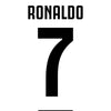 Black and white graphic featuring the name RONALDO and the number 7.