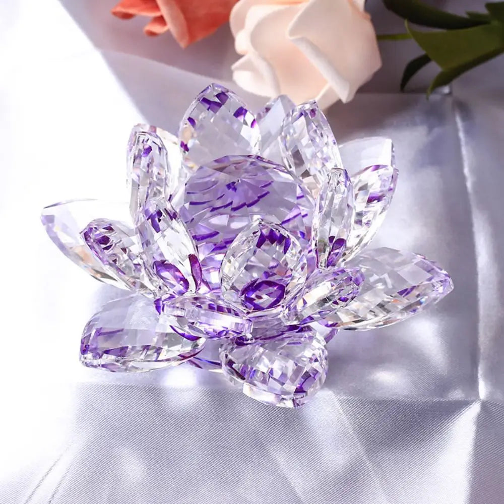 Crystal Lotus Flower Feng Shui Decorative Ornament