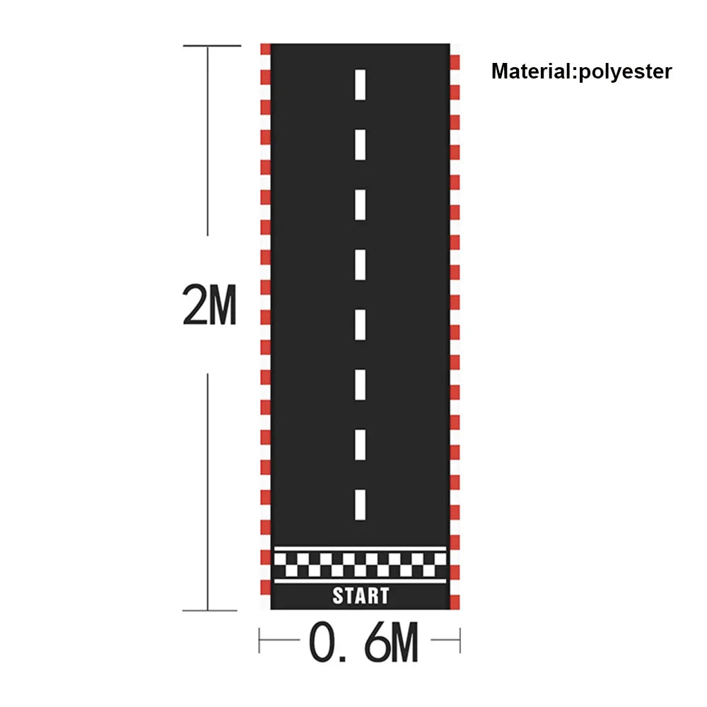 Black polyester race car number balloon with a checkered start line and 2-meter length