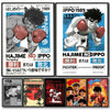 A collection of comic art posters featuring the title Hajime no Ippo and related characters