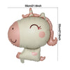 A matte pink 3D heart love-you bear foil balloon with a smiling face and pink hair.