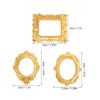Vintage gold oval miniature photo frames with ornate edges, measuring 3cm by 1.1in and 3.2cm by 1.26in.
