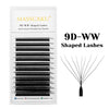 Packaging for 9D WW Shaped Lashes, a set of handmade W-shaped eyelash clusters.