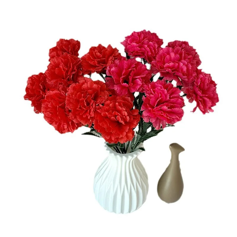 A bouquet of vibrant red silk artificial chrysanthemum flowers for fall and autumn decor.
