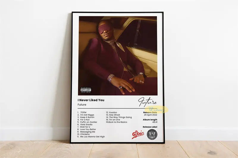 Arte de álbum en lienzo para pared, decoración de la portada del álbum Future de Kanye West con un hombre vestido de granate.