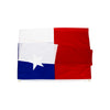 A red, white, and blue Chilean flag tapestry with brass grommets.
