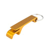 Gold-colored aluminum bottle opener keychain set with a split design.