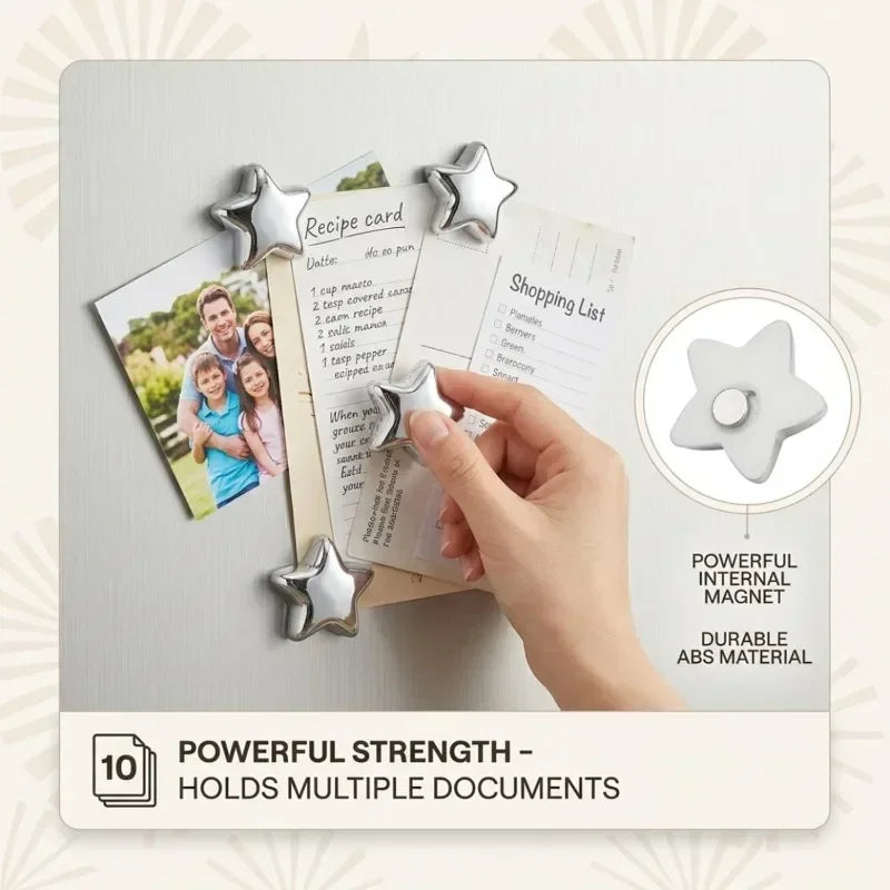 Star-Shaped Magnetic Photo Clips for Fridge and Notice Boards