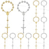 Assorted mini baptism rosary favors with cross necklaces in gold and silver tones