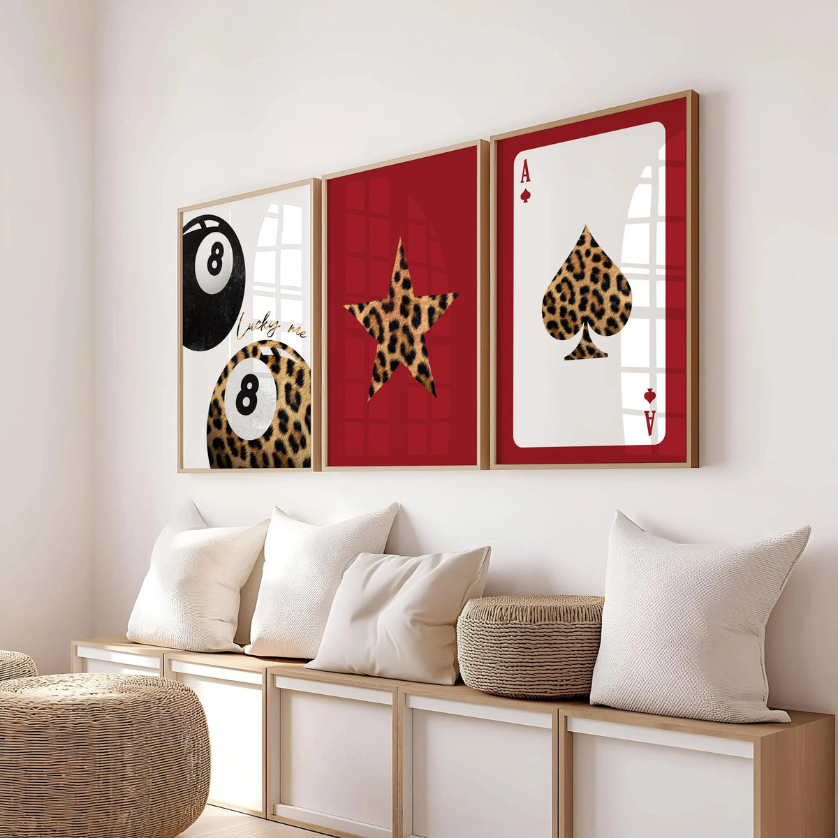 Frameless Leopard & Black-White Gallery Canvas Poster Set (3-Piece)