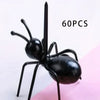 60 pieces of black reusable ant-shaped plastic toothpicks and fruit forks for party snacks