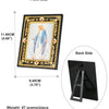 Front and back views of a framed Catholic Holy Family icon with Archangel St. Michael for tabletop display