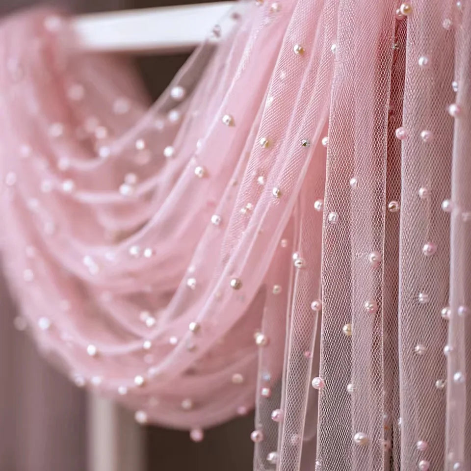 Pearl Lace Tulle Table Runner for Weddings & Events