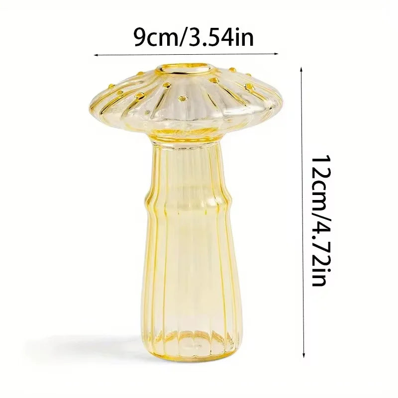 Mushroom-Shaped Glass Hydroponic Vase with Colorful Finish