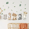 Niedliche Waldtiere Wandsticker mit Giraffe, Leopard und Elefant