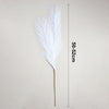 A white faux pampas grass feather displayed against a neutral background with a measurement scale.