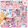 A colorful sticker pack featuring various nurse-themed graphics, including bows, medical symbols, and text.