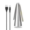 A silver automatic electric fly repellent fan with a long cord and a light gray plug.