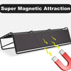 A black magnetic spice rack with yellow magnetic strips and a red magnetic hook shown against a white background.