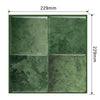 A rectangular green marble tile backsplash with four square sections, measuring 229mm by 229mm.