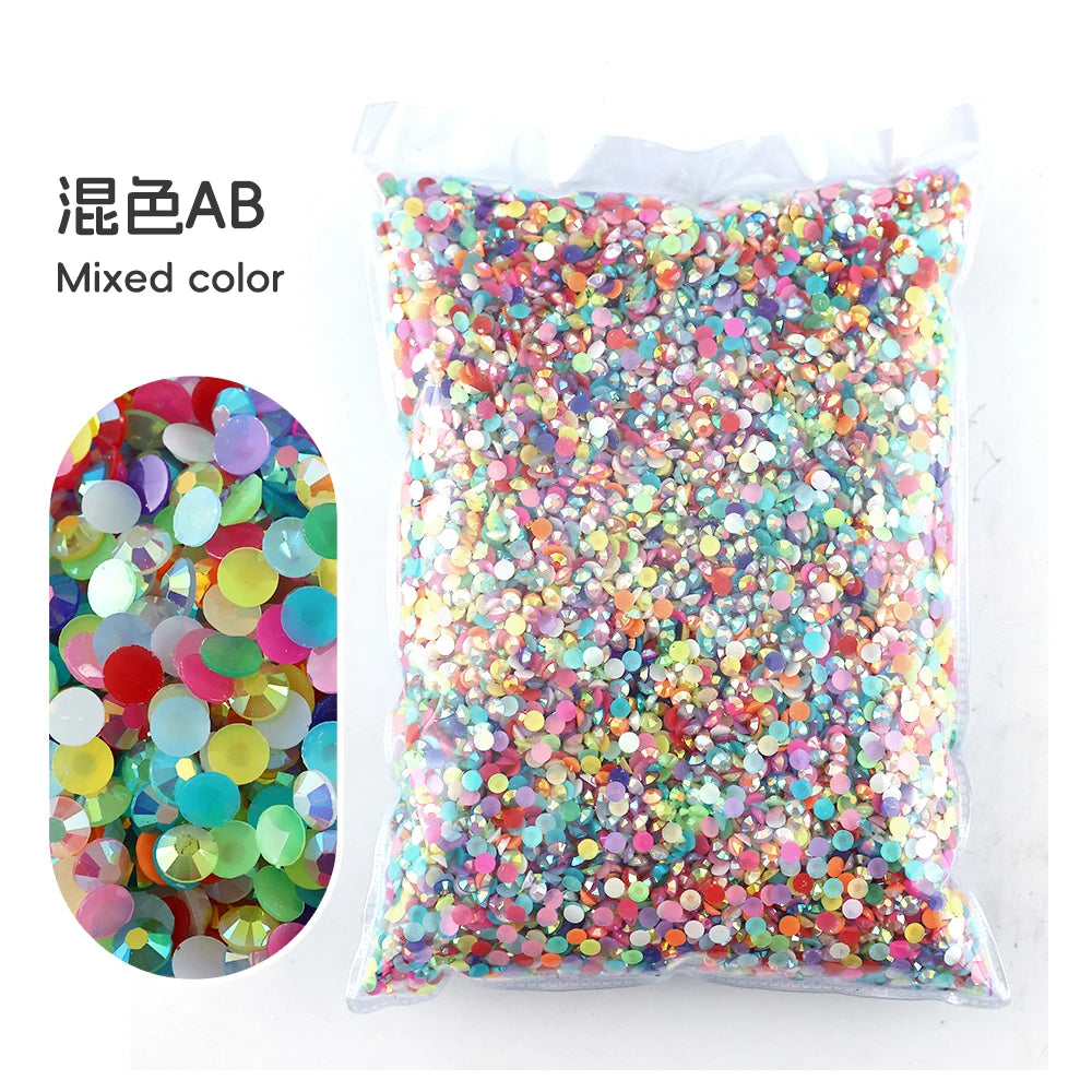 Bag of mixed color resin rhinestones for crafting