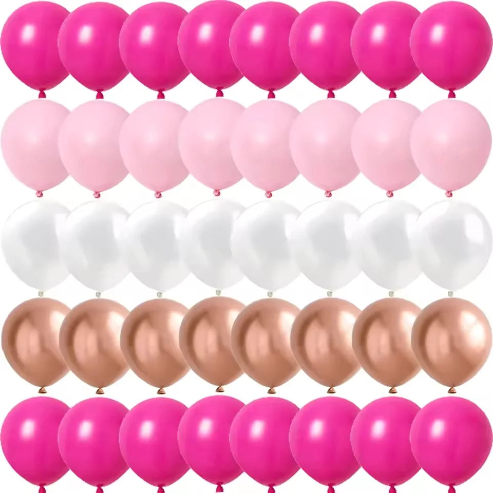 Rose Pink Metallic Latex Balloons for Parties & Celebrations