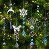 Kit de diffuseur de lumière arc-en-ciel en cristal suspendu avec des charms de lune, flocon de neige et rose sur une branche 