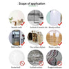 Diagram showing the scope of application for vegetable and fruit PVC wall stickers on various surfaces like smooth walls, cer