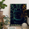 Canvas art print featuring a stylized portrait of the Arctic Monkeys band in a dark, neon-lit design.