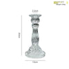 Elegant clear glass pillar candle holder with an oversized spiral design, measuring 20cm tall.