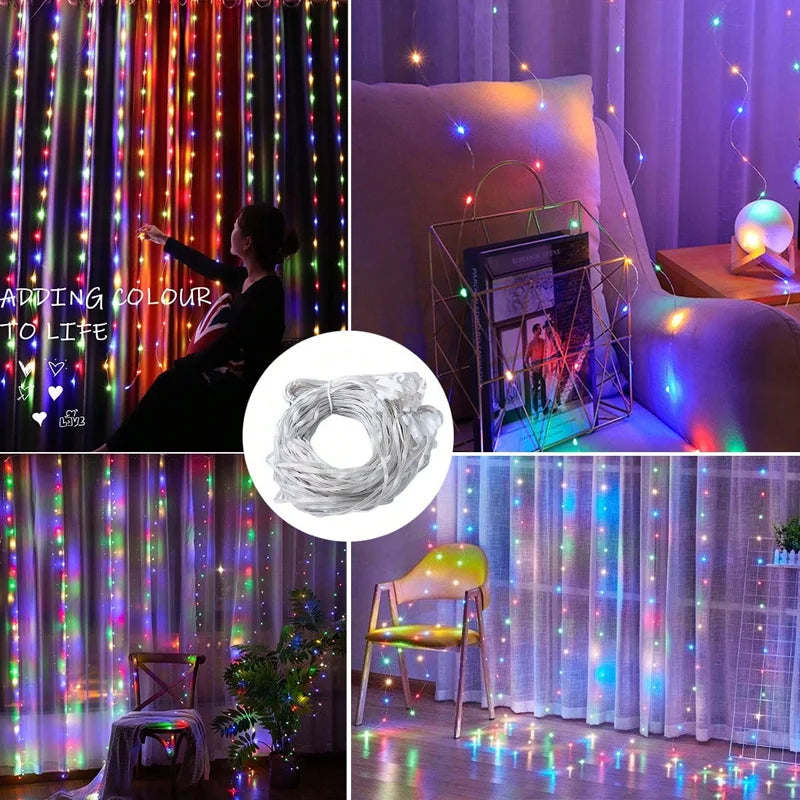 USB LED Curtain Lights with Remote – 8 Lighting Modes for Weddings & Home Decor