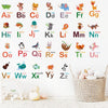 A colorful alphabet display featuring cartoon animals in various letters from A to Z