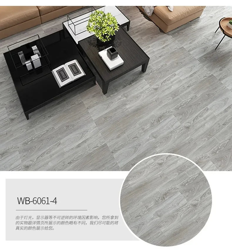 Self-Adhesive Wood Grain Floor Stickers (10-Pack)