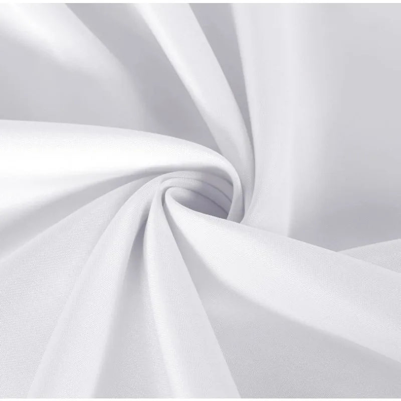 Elegant white and gold church tablecloth fabric draped in soft folds.