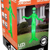 A green giant alien inflatable decoration with LED lights displayed in an orange box.